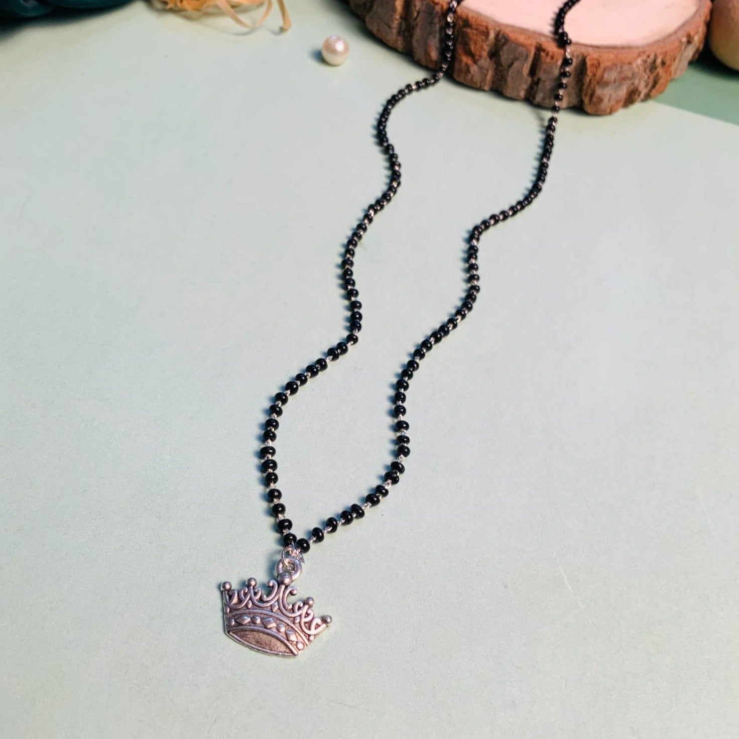 Graceful Silver Plated Crown Managalsutra - Abdesignsjewellery