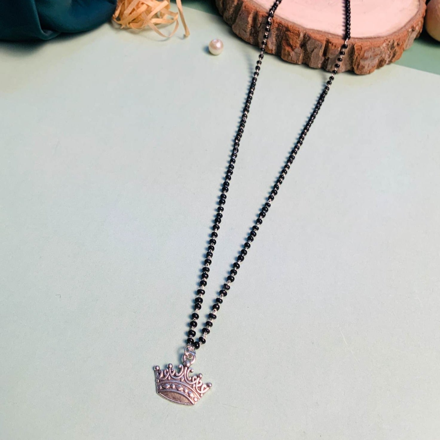 Graceful Silver Plated Crown Managalsutra - Abdesignsjewellery