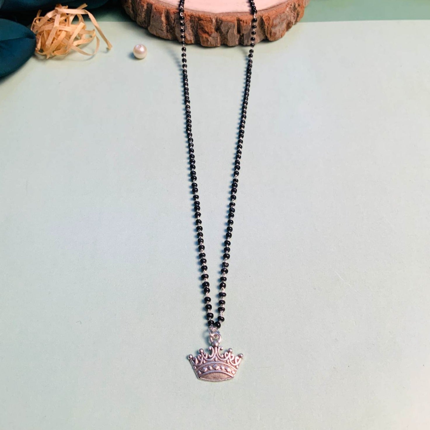 Graceful Silver Plated Crown Managalsutra - Abdesignsjewellery