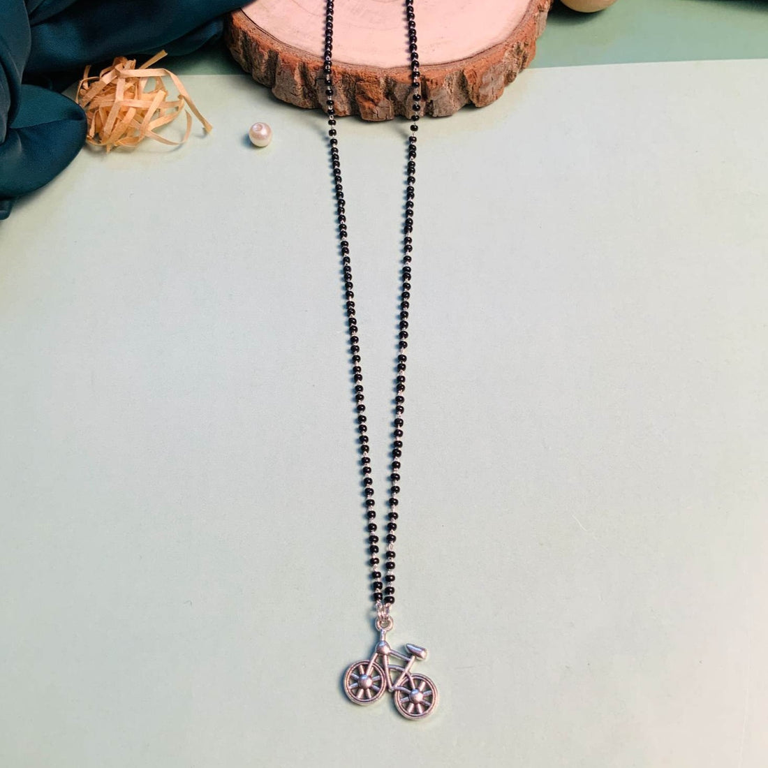 Charming Silver Plated Cycle Managalsutra - Abdesignsjewellery