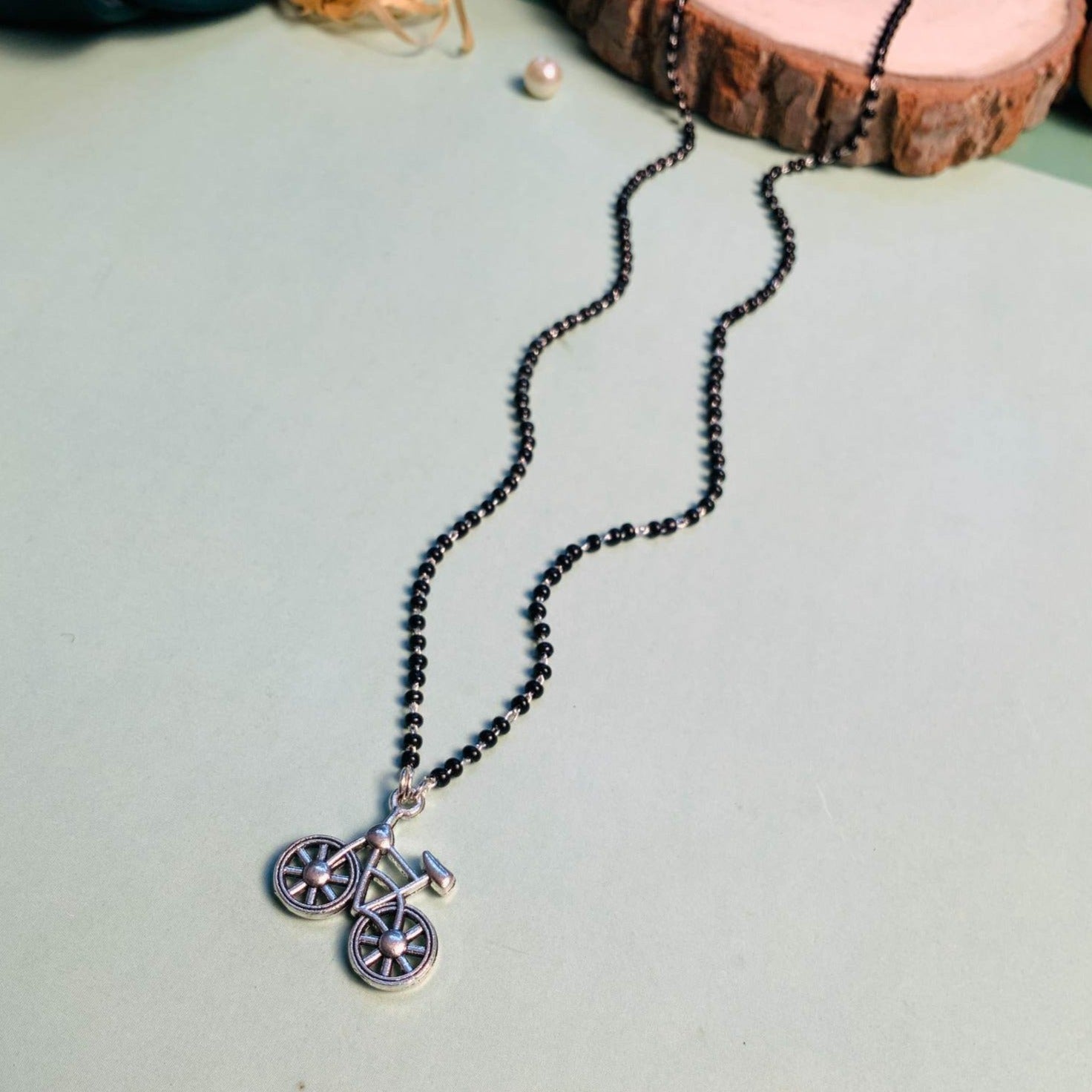 Charming Silver Plated Cycle Managalsutra - Abdesignsjewellery