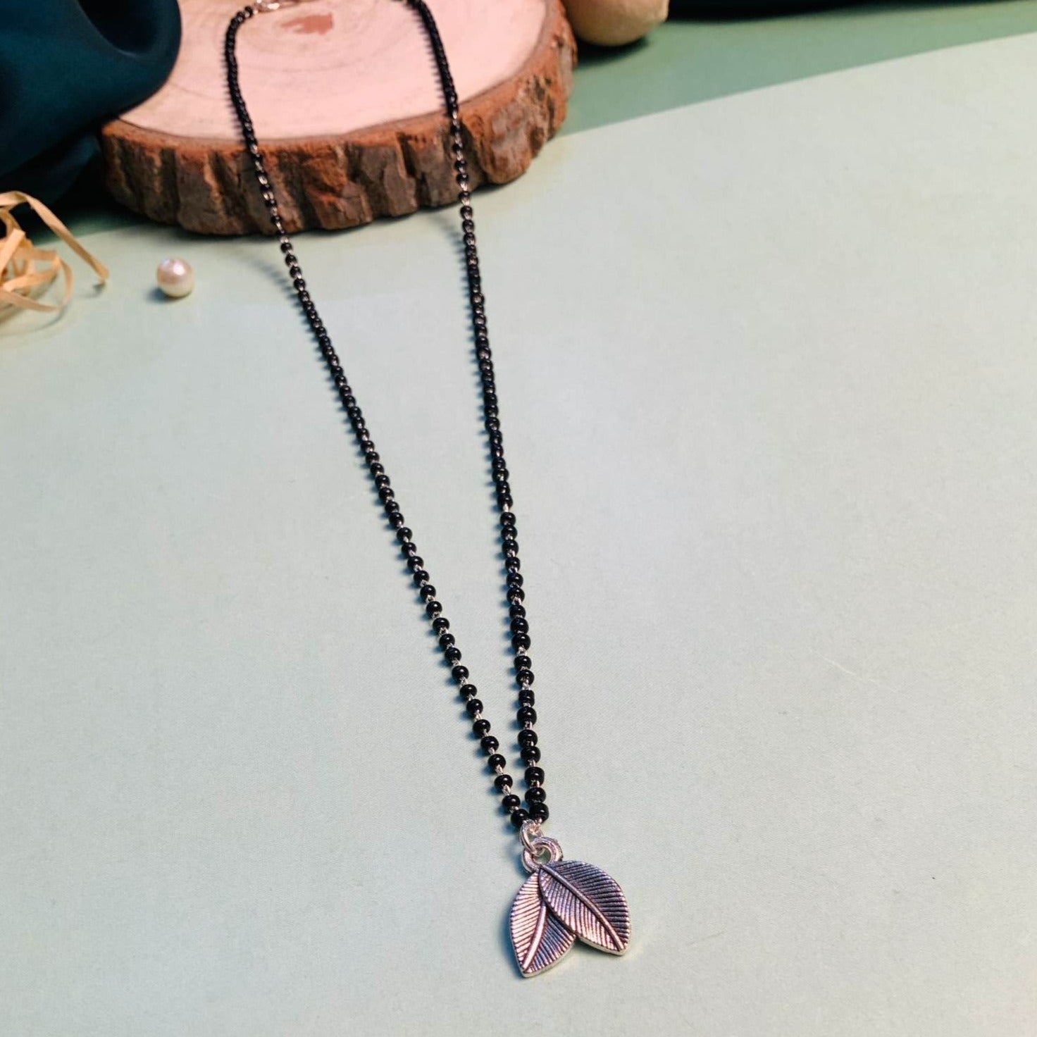 Mesmerizing Silver Plated Dual Leaf Managalsutra