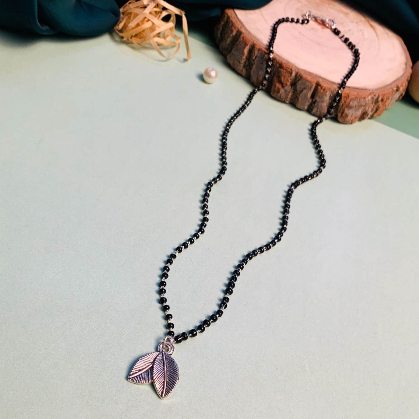 Mesmerizing Silver Plated Dual Leaf Managalsutra