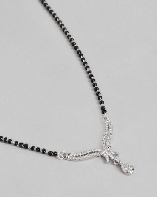 Luxurious Silver Plated Floral Mangalsutra