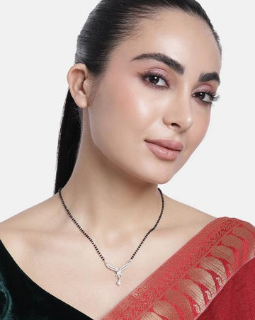 Luxurious Silver Plated Floral Mangalsutra