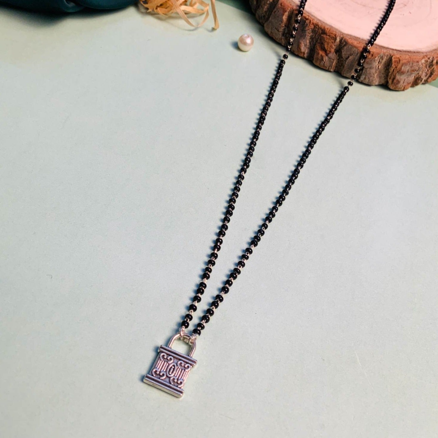 Contemporary Silver Plated Lock Managalsutra - Abdesignsjewellery