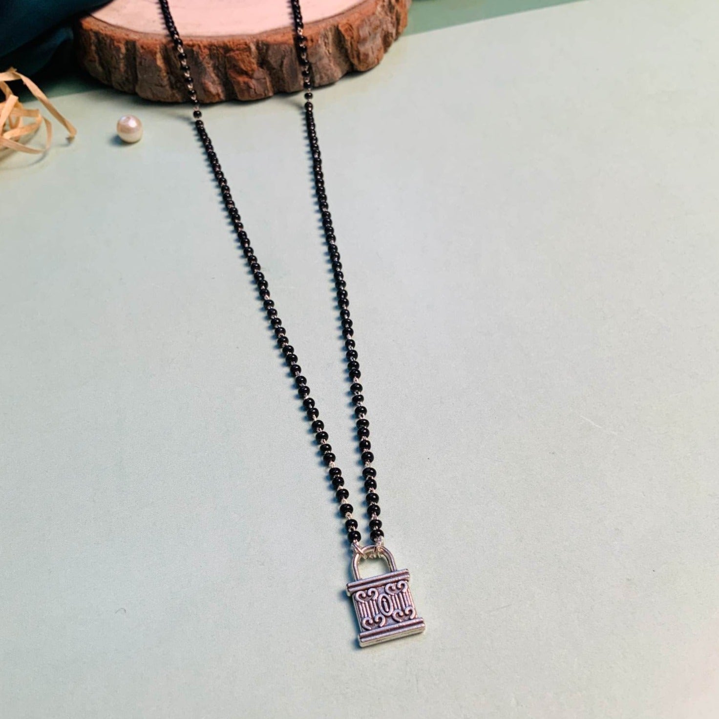 Contemporary Silver Plated Lock Managalsutra - Abdesignsjewellery