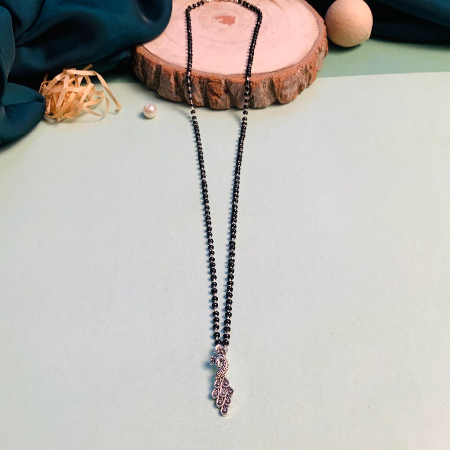 Elegant Silver Plated Peacock Managalsutra - Abdesignsjewellery