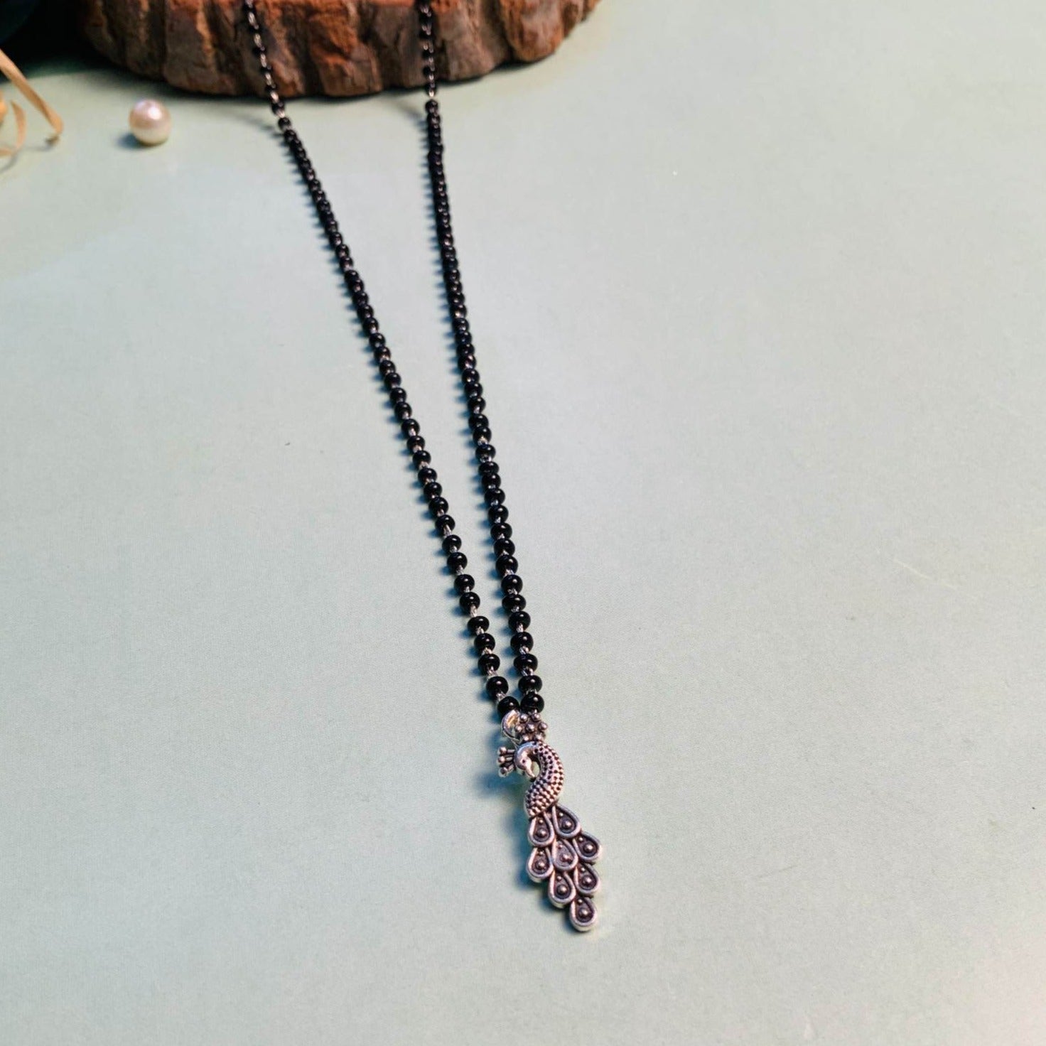 Elegant Silver Plated Peacock Managalsutra - Abdesignsjewellery