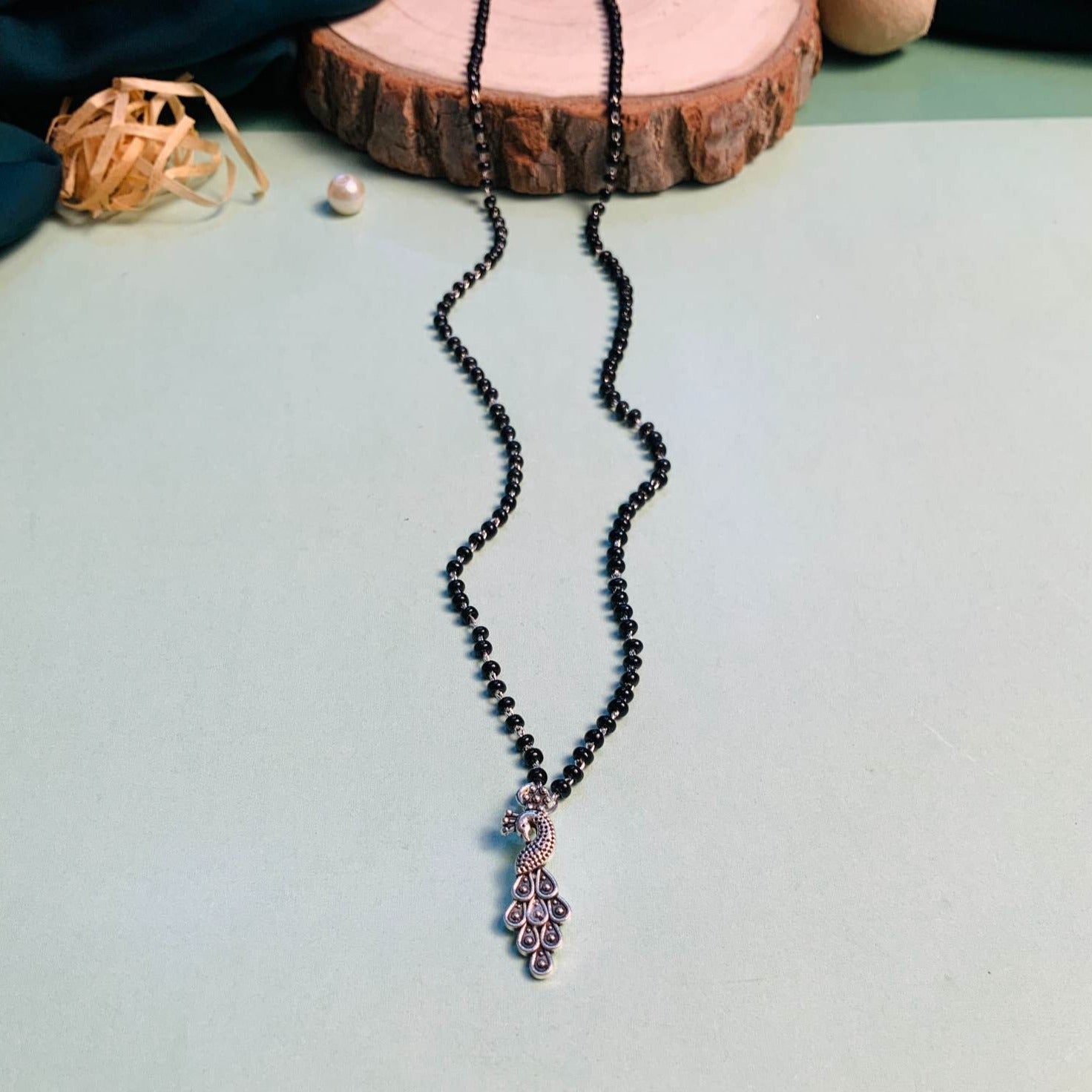 Elegant Silver Plated Peacock Managalsutra - Abdesignsjewellery