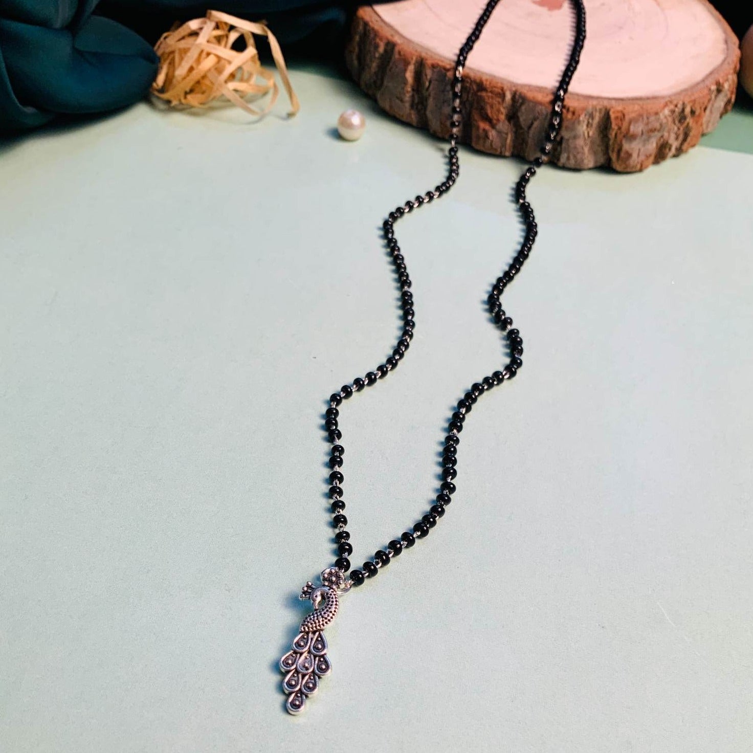 Elegant Silver Plated Peacock Managalsutra - Abdesignsjewellery