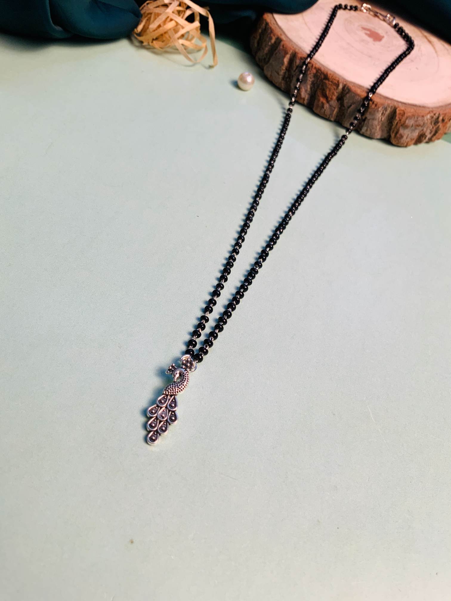 Elegant Silver Plated Peacock Managalsutra - Abdesignsjewellery