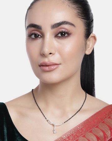 Celebratory Silver Plated American Diamond Mangalsutra