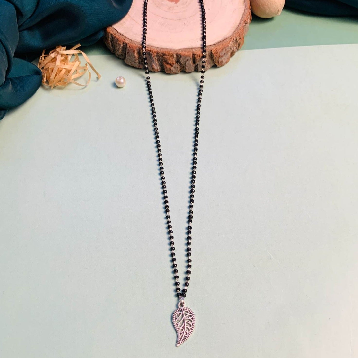 Vibrant Silver Plated Big Leaf Managalsutra