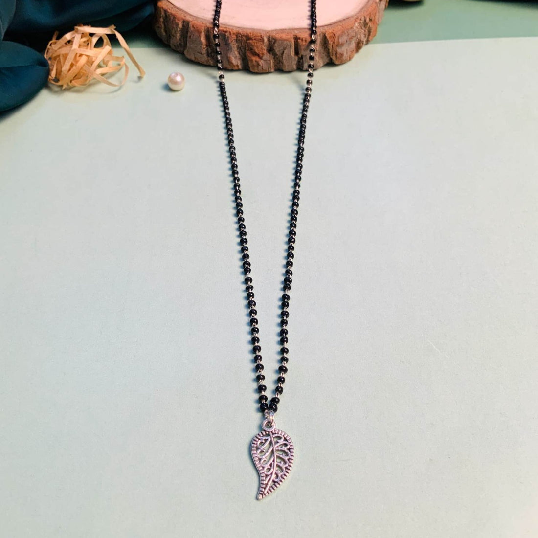 Vibrant Silver Plated Big Leaf Managalsutra