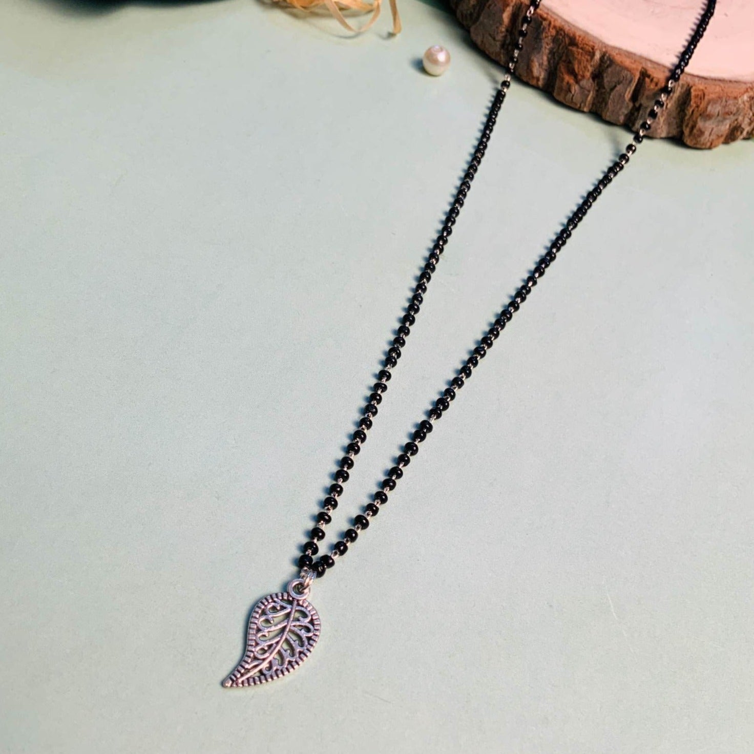 Vibrant Silver Plated Big Leaf Managalsutra