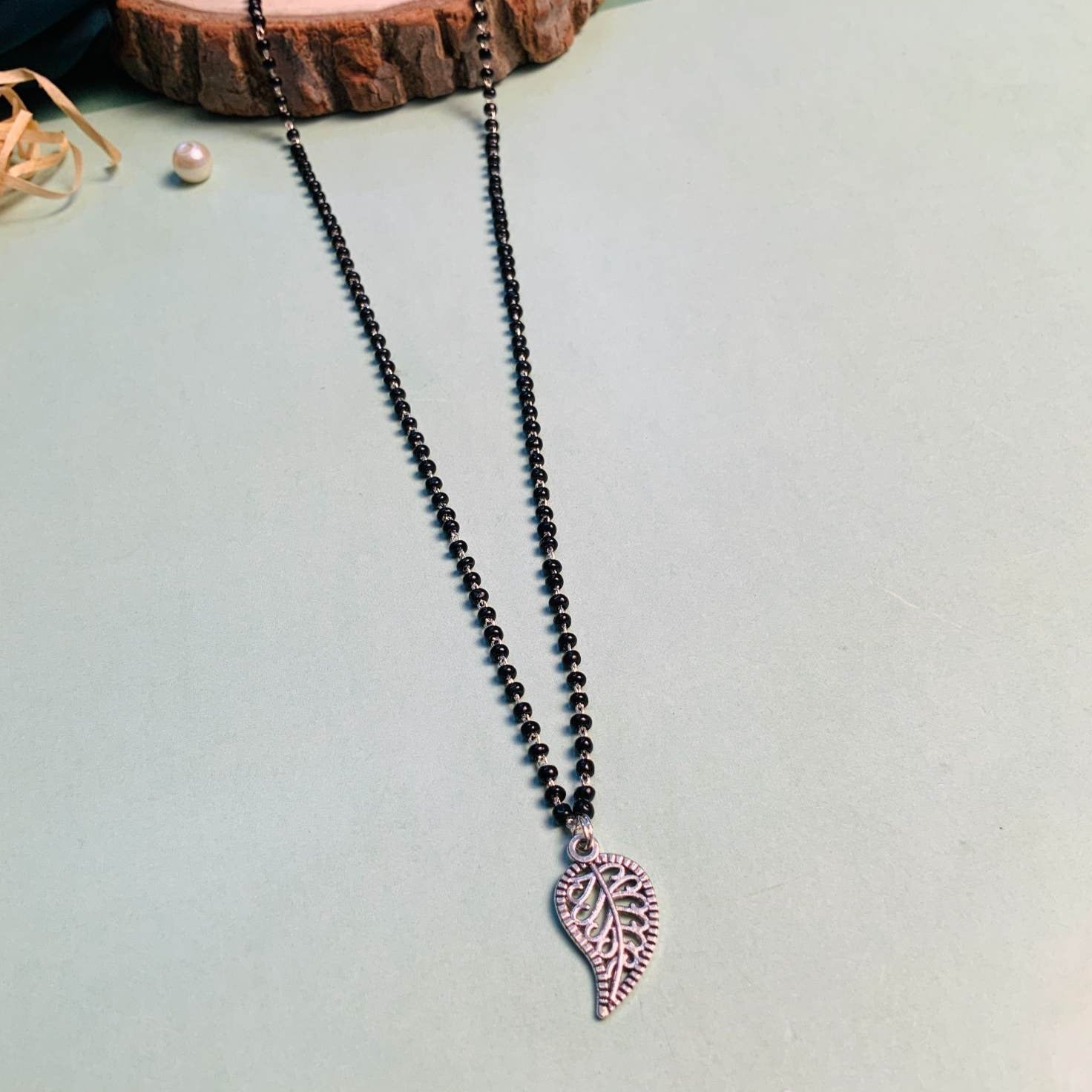 Vibrant Silver Plated Big Leaf Managalsutra