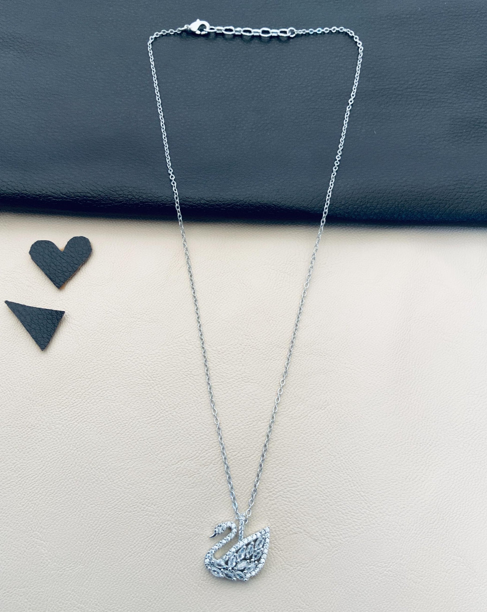 White Swan Duck Lake Silver Pendant Chain - mala by Abdesigns Jewellery