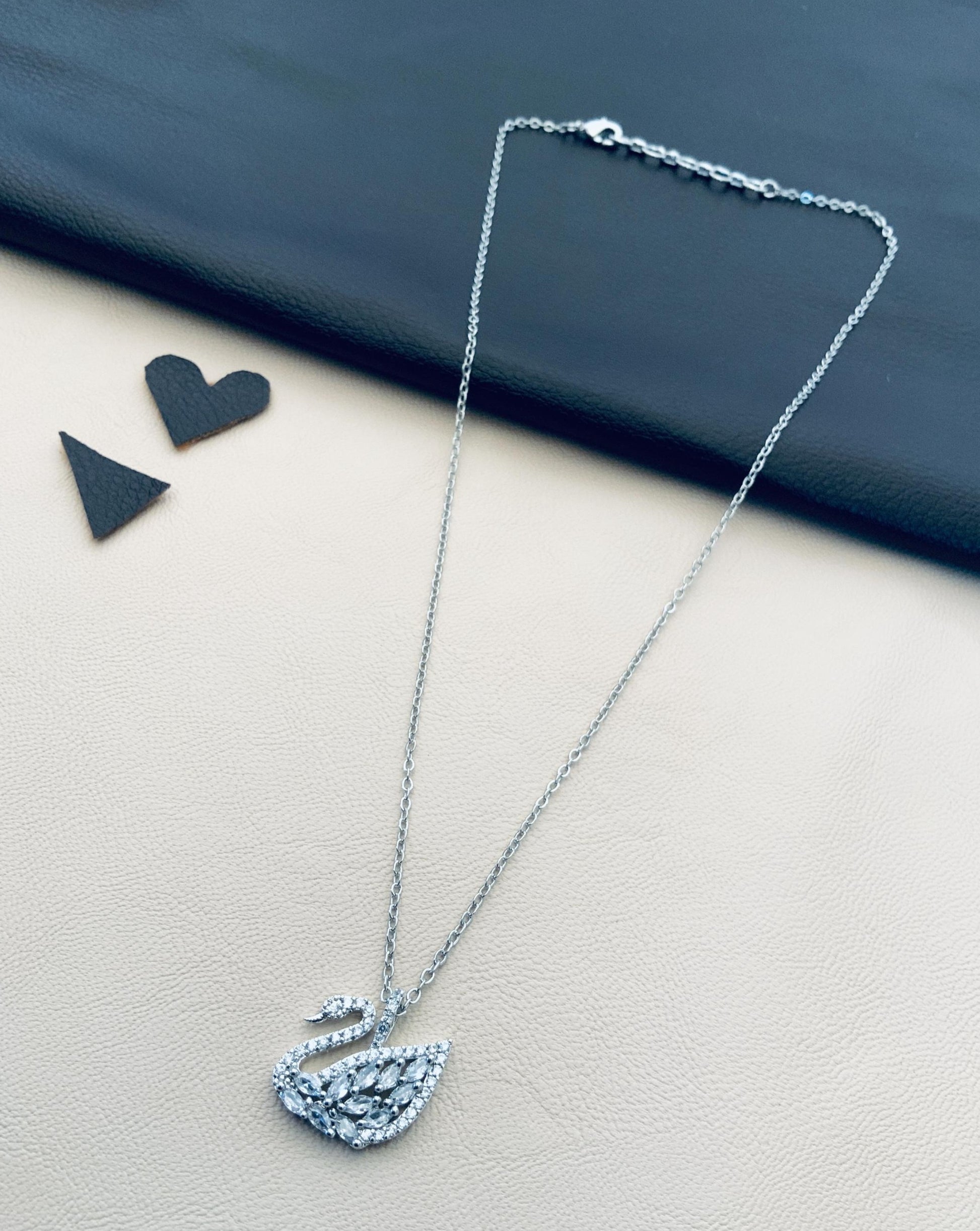 White Swan Duck Lake Silver Pendant Chain - mala by Abdesigns Jewellery