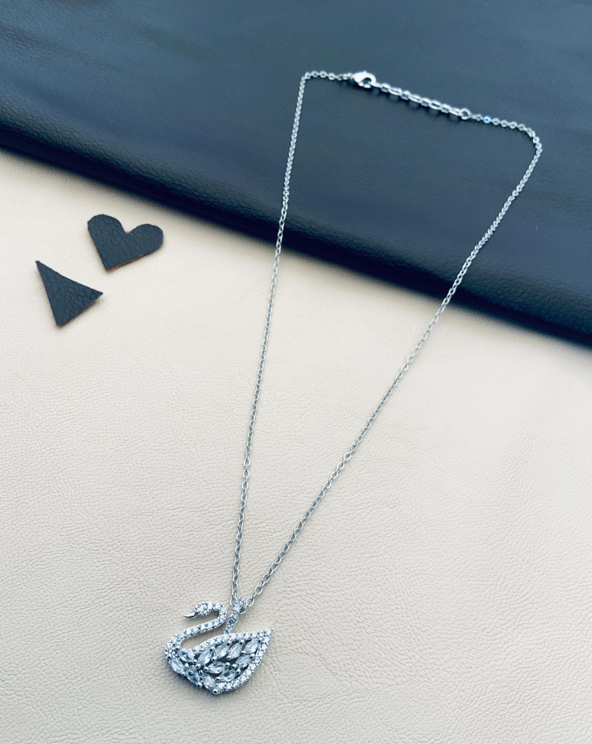 White Swan Duck Lake Silver Pendant Chain - mala by Abdesigns Jewellery