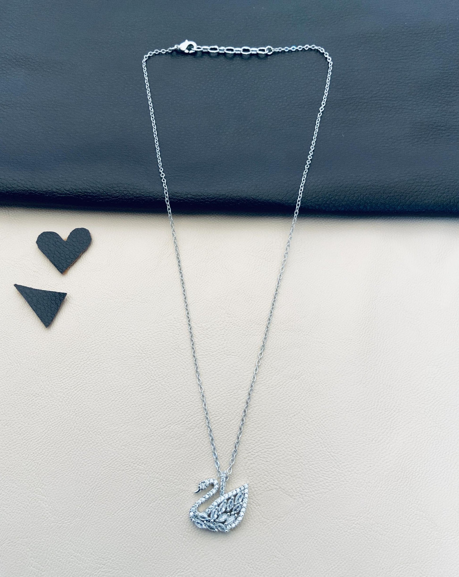 White Swan Duck Lake Silver Pendant Chain - mala by Abdesigns Jewellery