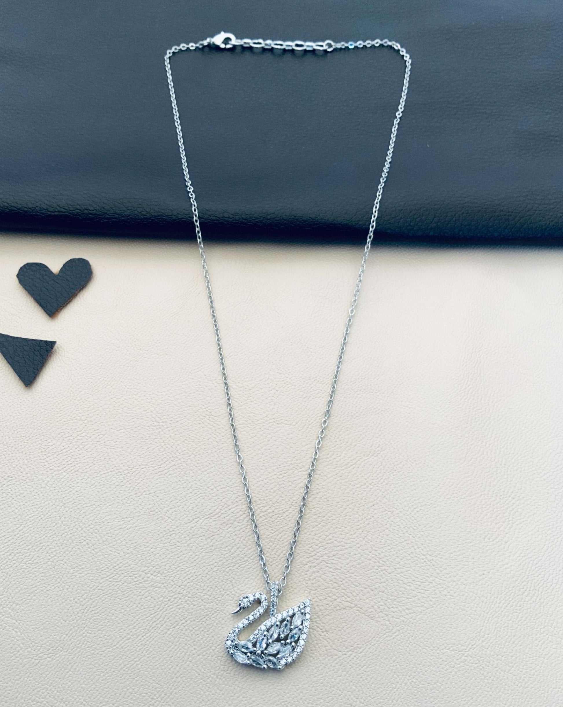 White Swan Duck Lake Silver Pendant Chain - mala by Abdesigns Jewellery