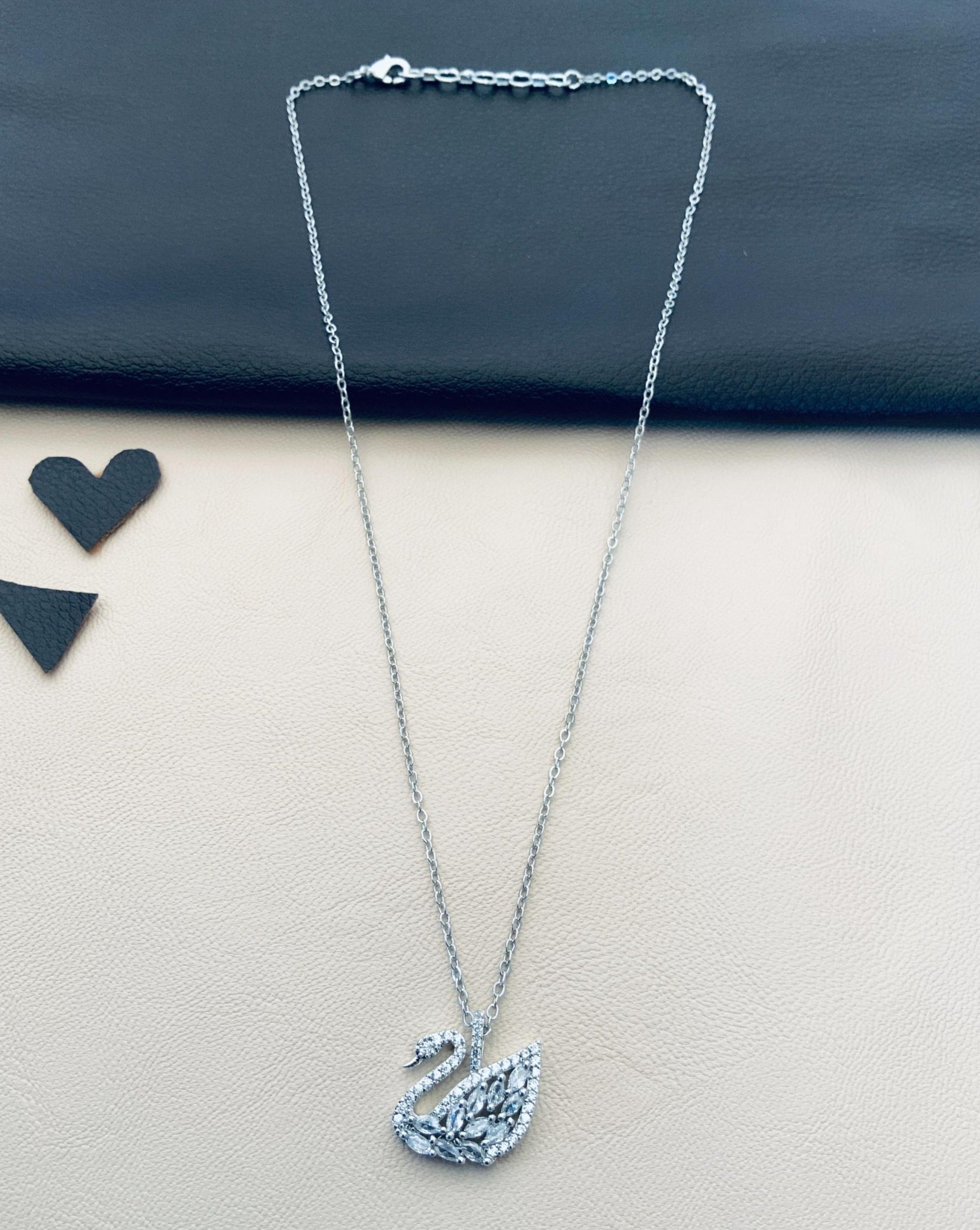White Swan Duck Lake Silver Pendant Chain - mala by Abdesigns Jewellery