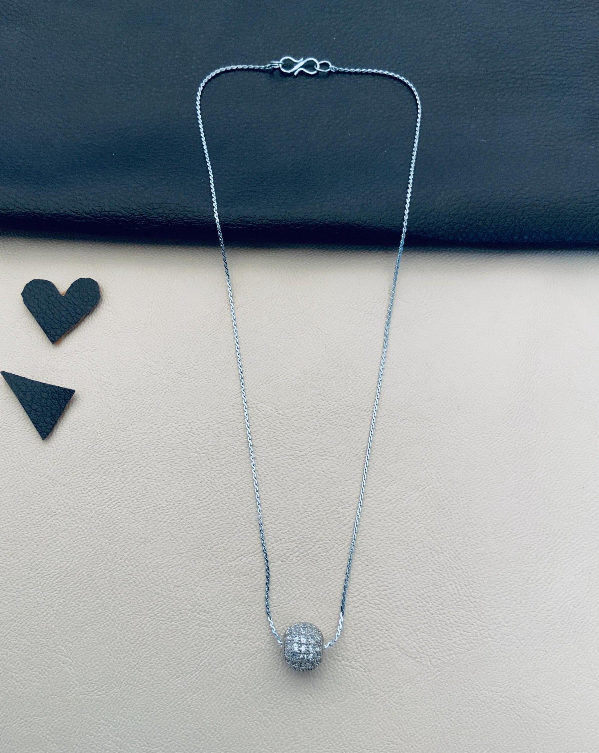 Dailywear Silver Ball Pendant Chain - Abdesignsjewellery