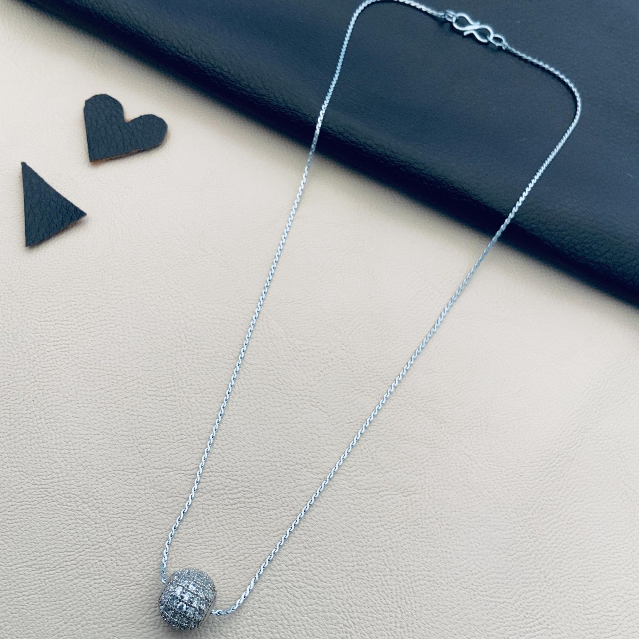 Dailywear Silver Ball Pendant Chain - Abdesignsjewellery