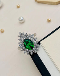 Thumbnail for Classic Emerald Silver Plated American Diamond Ring - Abdesignsjewellery