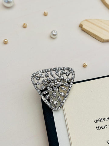 Dazzling CZ Studded Silver Plated Ring - Abdesignsjewellery