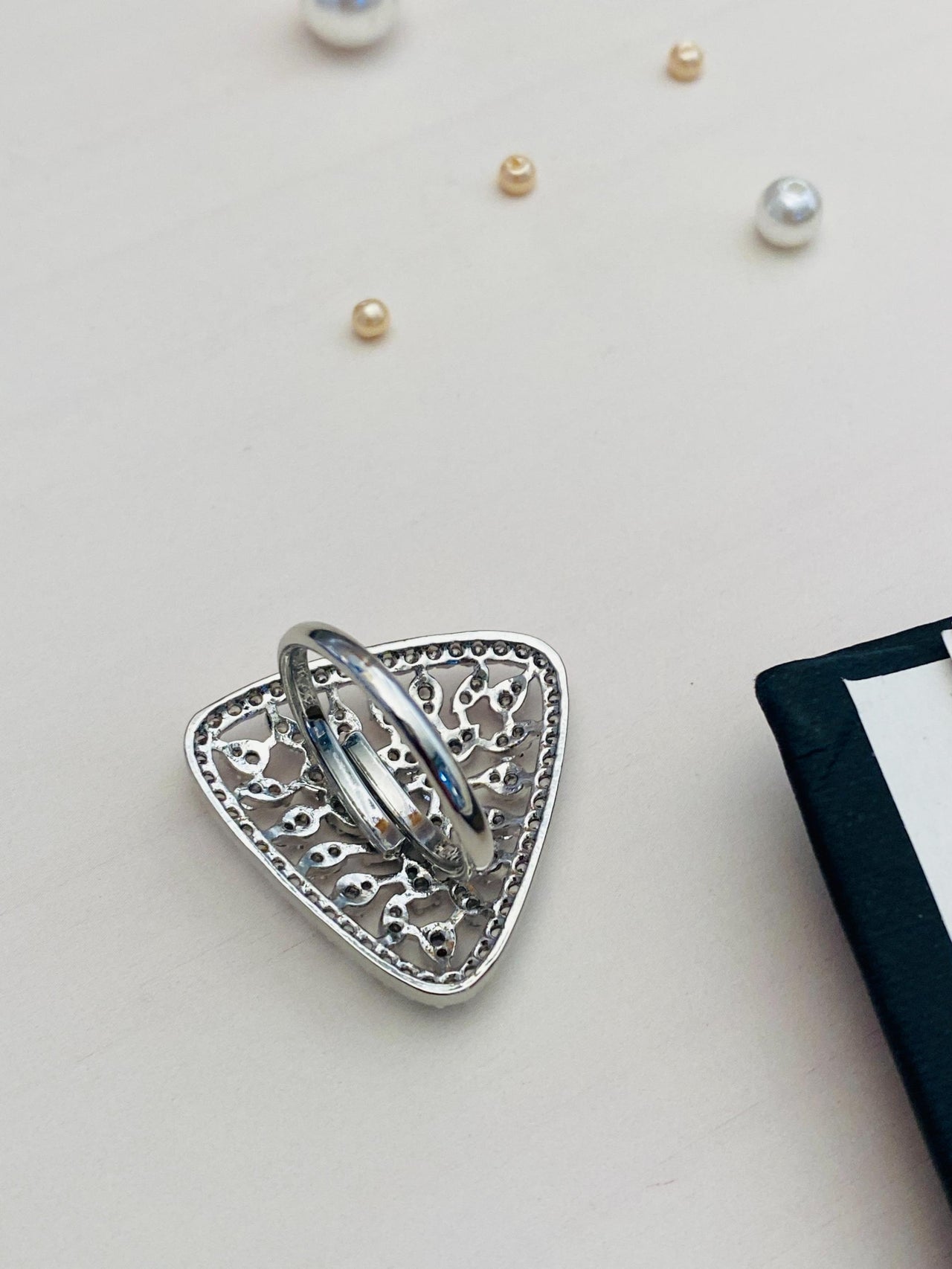 Dazzling CZ Studded Silver Plated Ring - Abdesignsjewellery