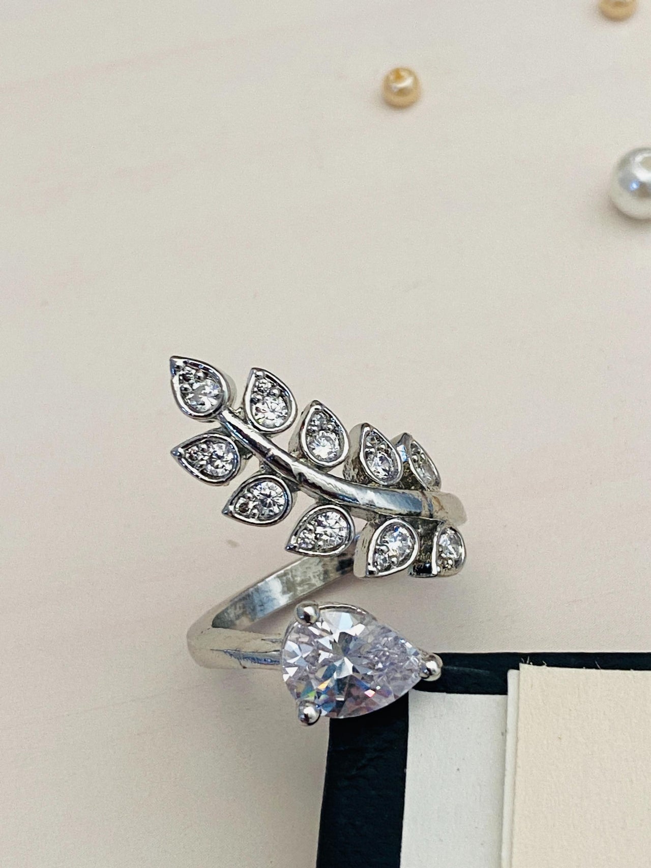 Enchanting Floral CZ Studded Silver Plated Ring - Abdesignsjewellery