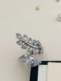 Thumbnail for Enchanting Floral CZ Studded Silver Plated Ring - Abdesignsjewellery
