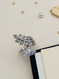 Thumbnail for Enchanting Floral CZ Studded Silver Plated Ring - Abdesignsjewellery