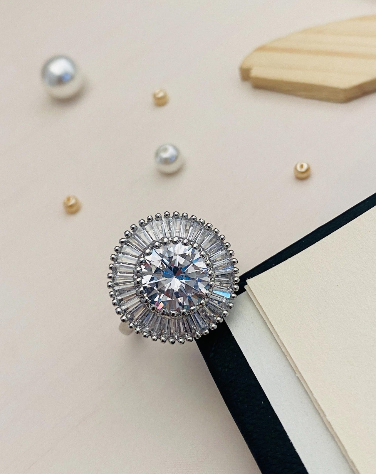 Eye-catching CZ Studded Silver Plated Ring - Abdesignsjewellery