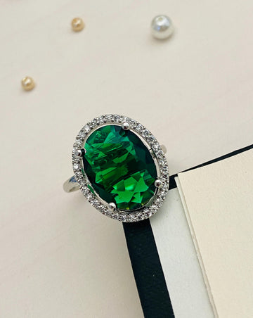 Elegant Silver Plated Oval Cut Zircon Cocktail Ring - Abdesignsjewellery