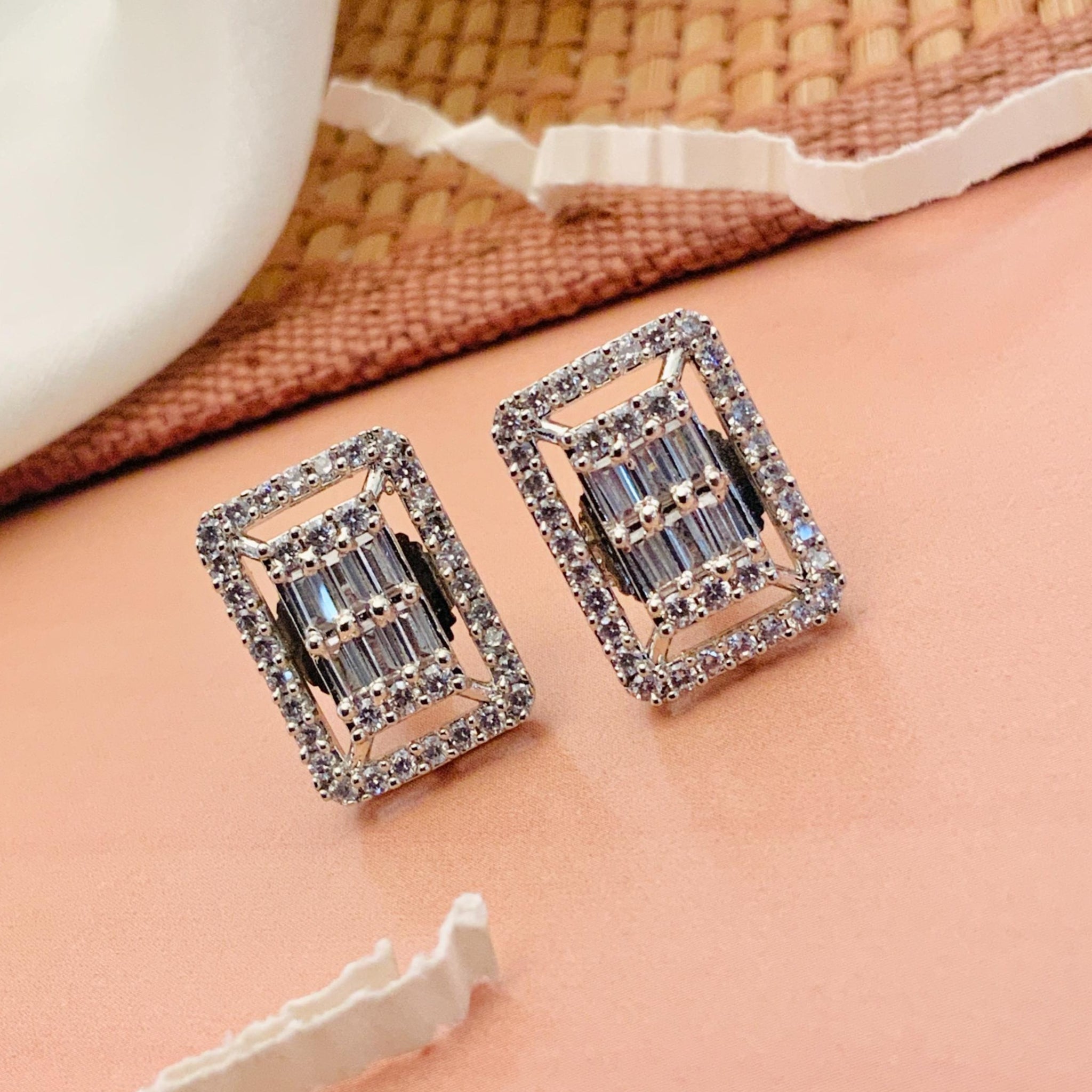 Silver Plated American Diamond Studs