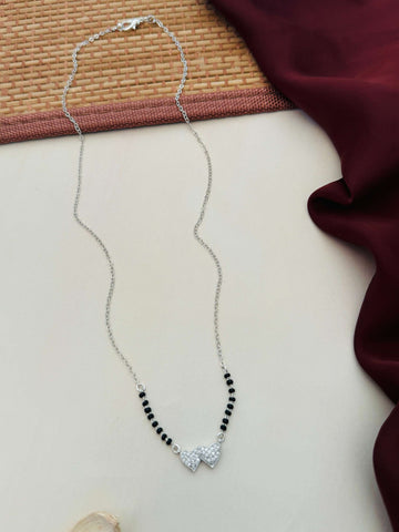 Silver Plated Heart American Diamond Mangalsutra