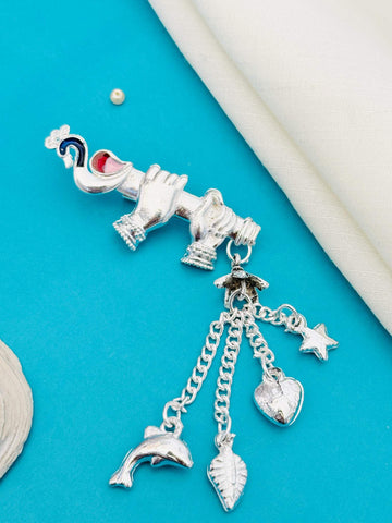 Murli Style German Silver Plated Saree Pin