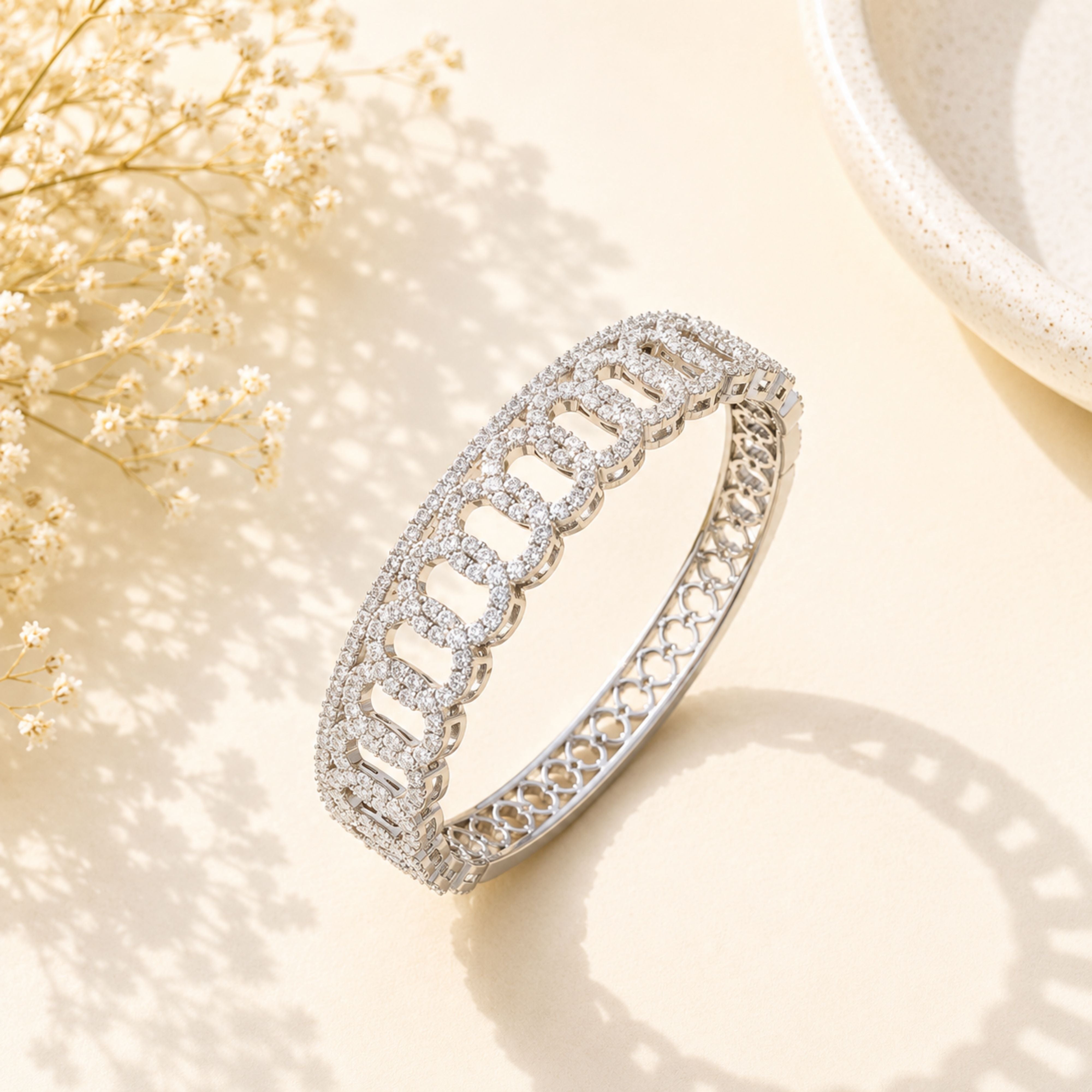 Diamond Look Round Openable Kada – Sparkling Party Wear | Abdesigns