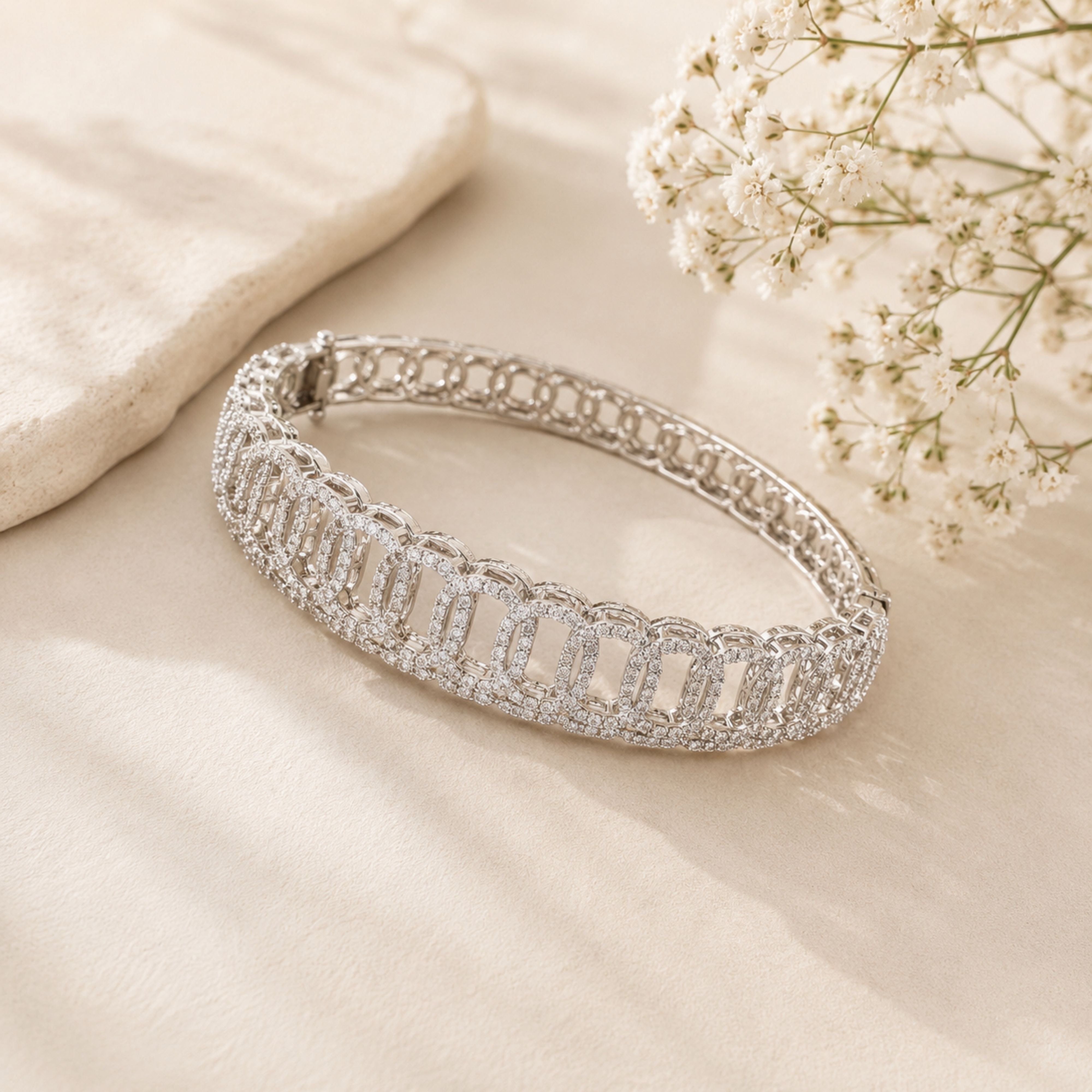 Diamond Look Round Openable Kada – Sparkling Party Wear | Abdesigns