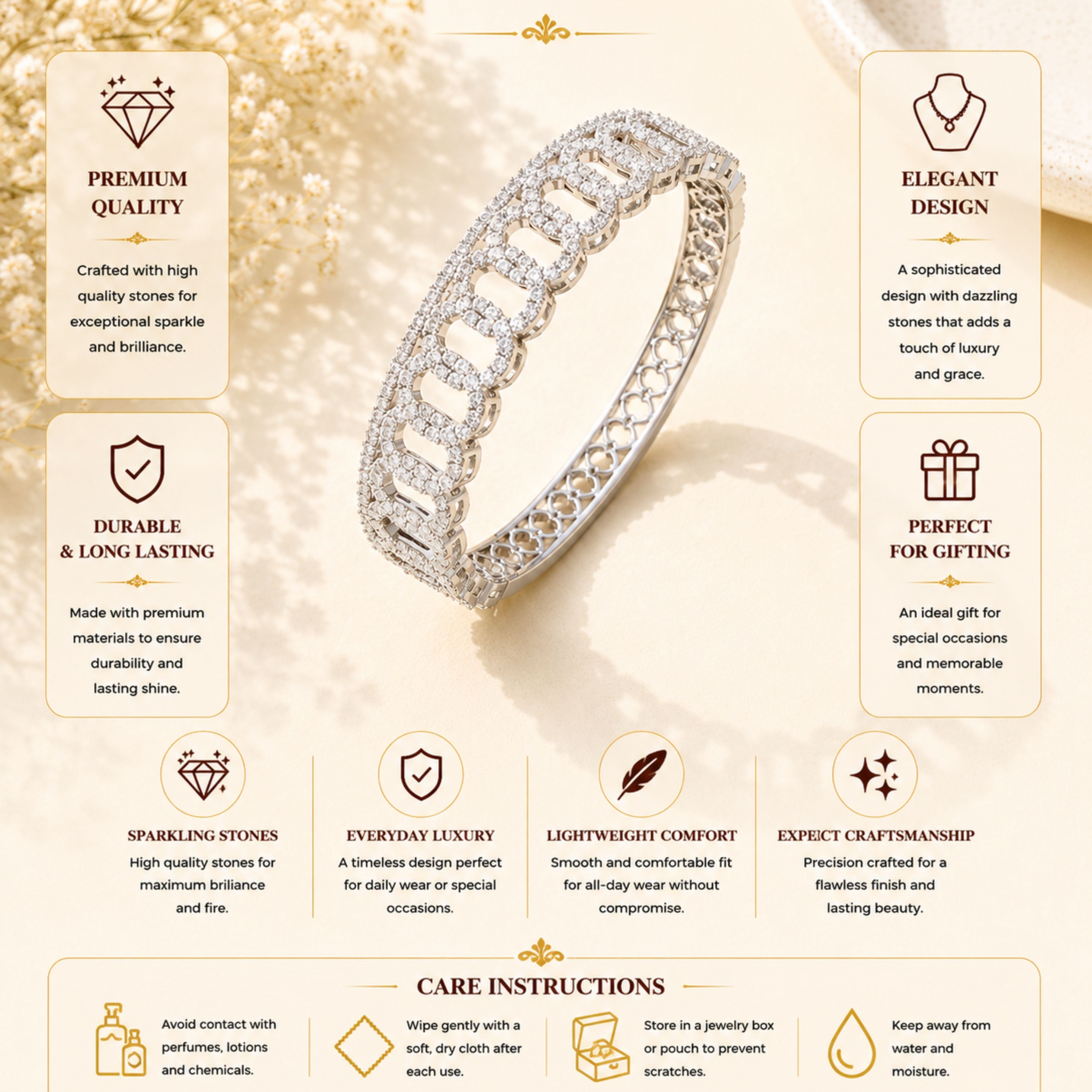 Diamond Look Round Openable Kada – Sparkling Party Wear | Abdesigns