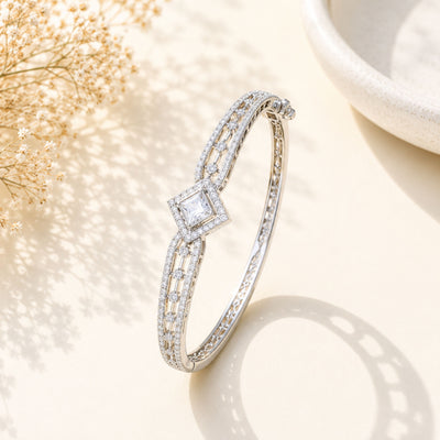 Silver Tone Crystal Bracelet – Stylish Party Wear | Abdesigns