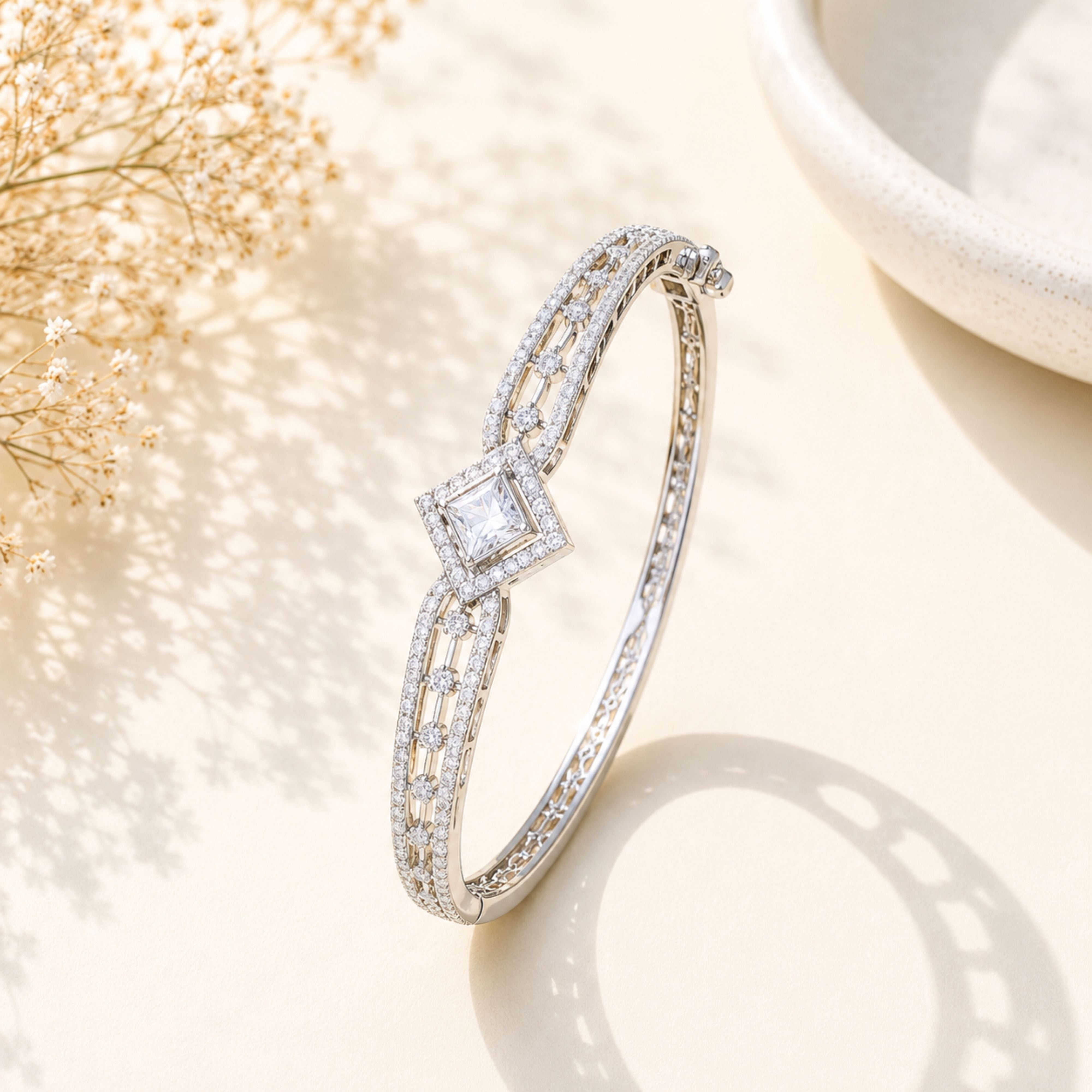 Silver Tone Crystal Bracelet – Stylish Party Wear | Abdesigns