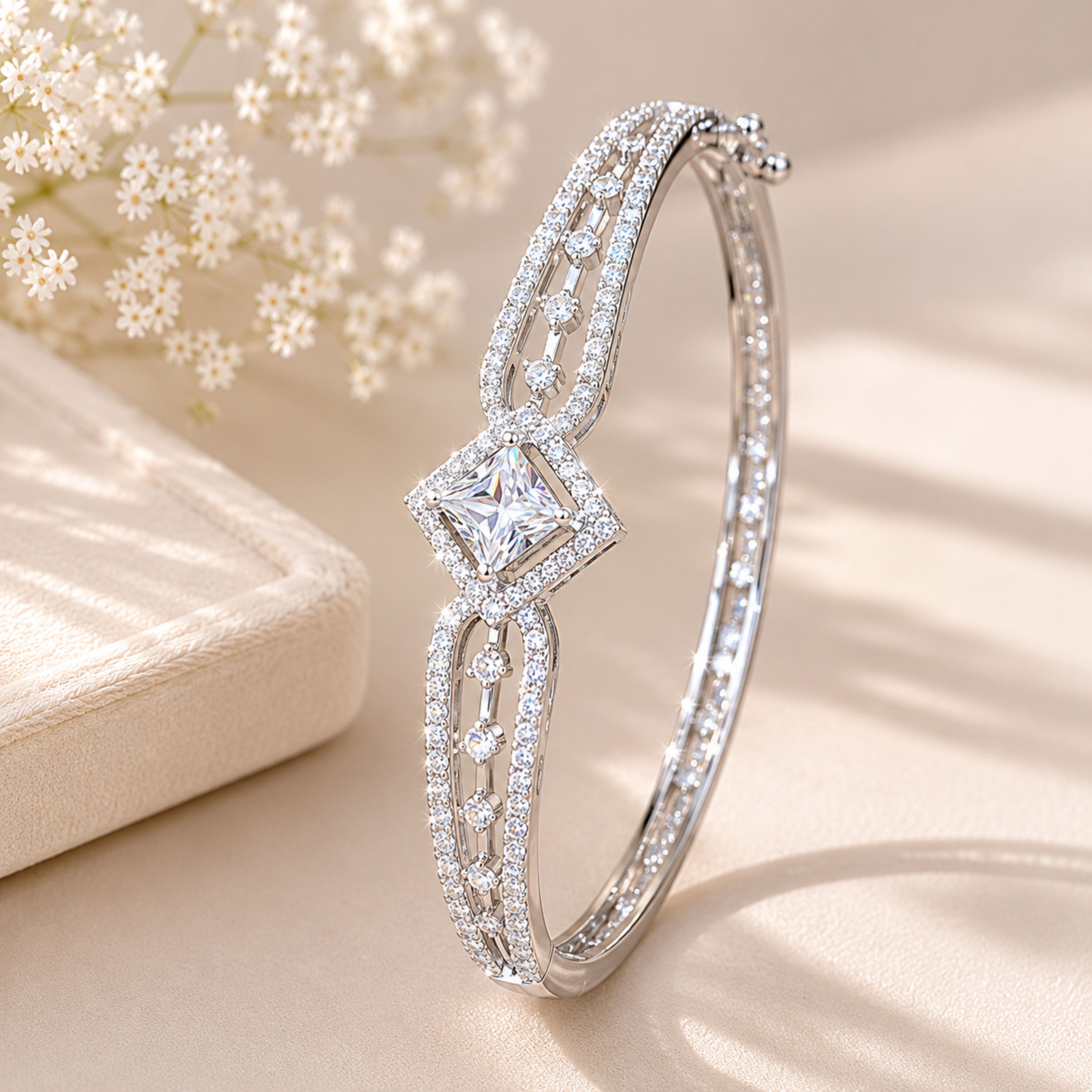 Silver Tone Crystal Bracelet – Stylish Party Wear | Abdesigns