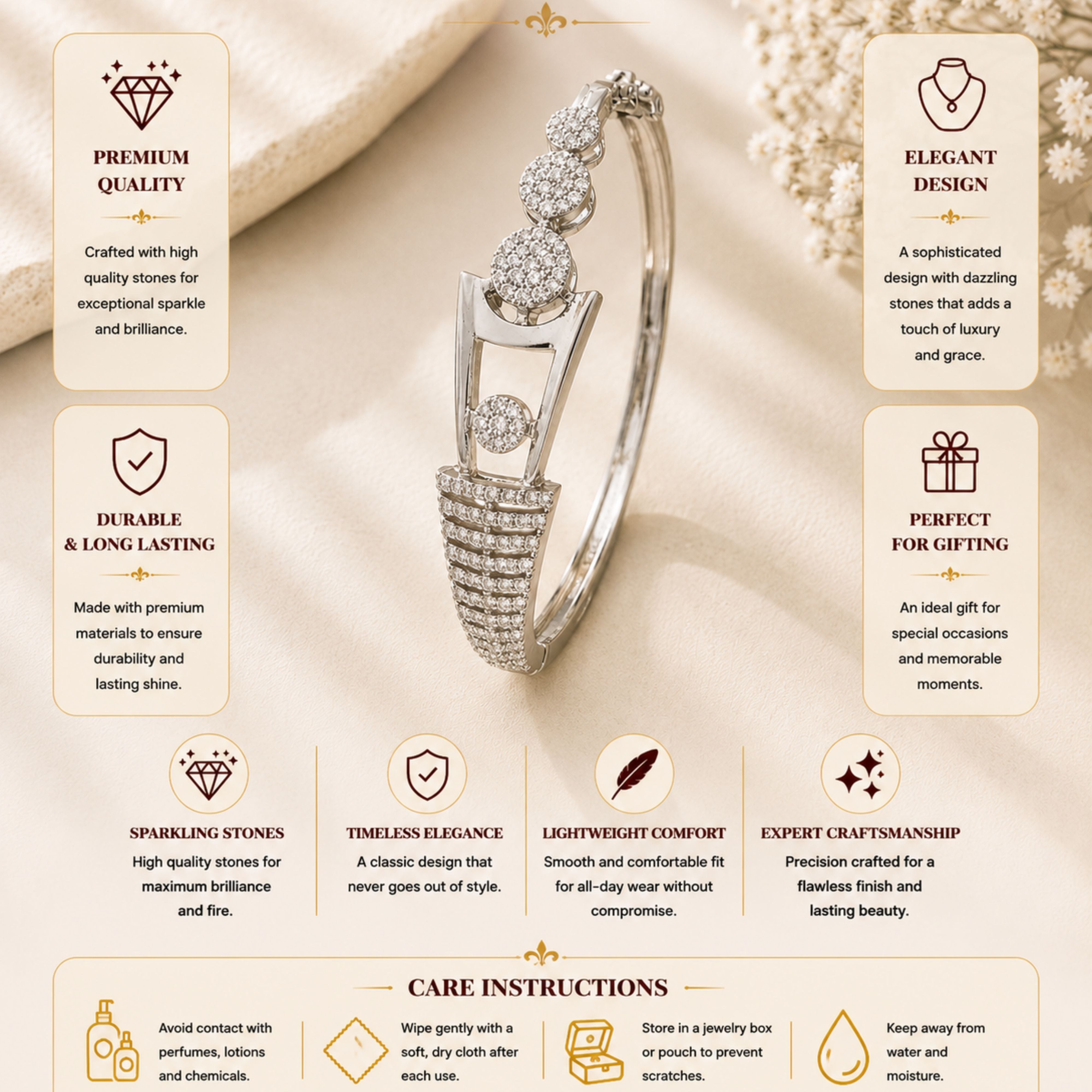 Geometric Diamond Look Bracelet – Modern Party Glam | Abdesigns