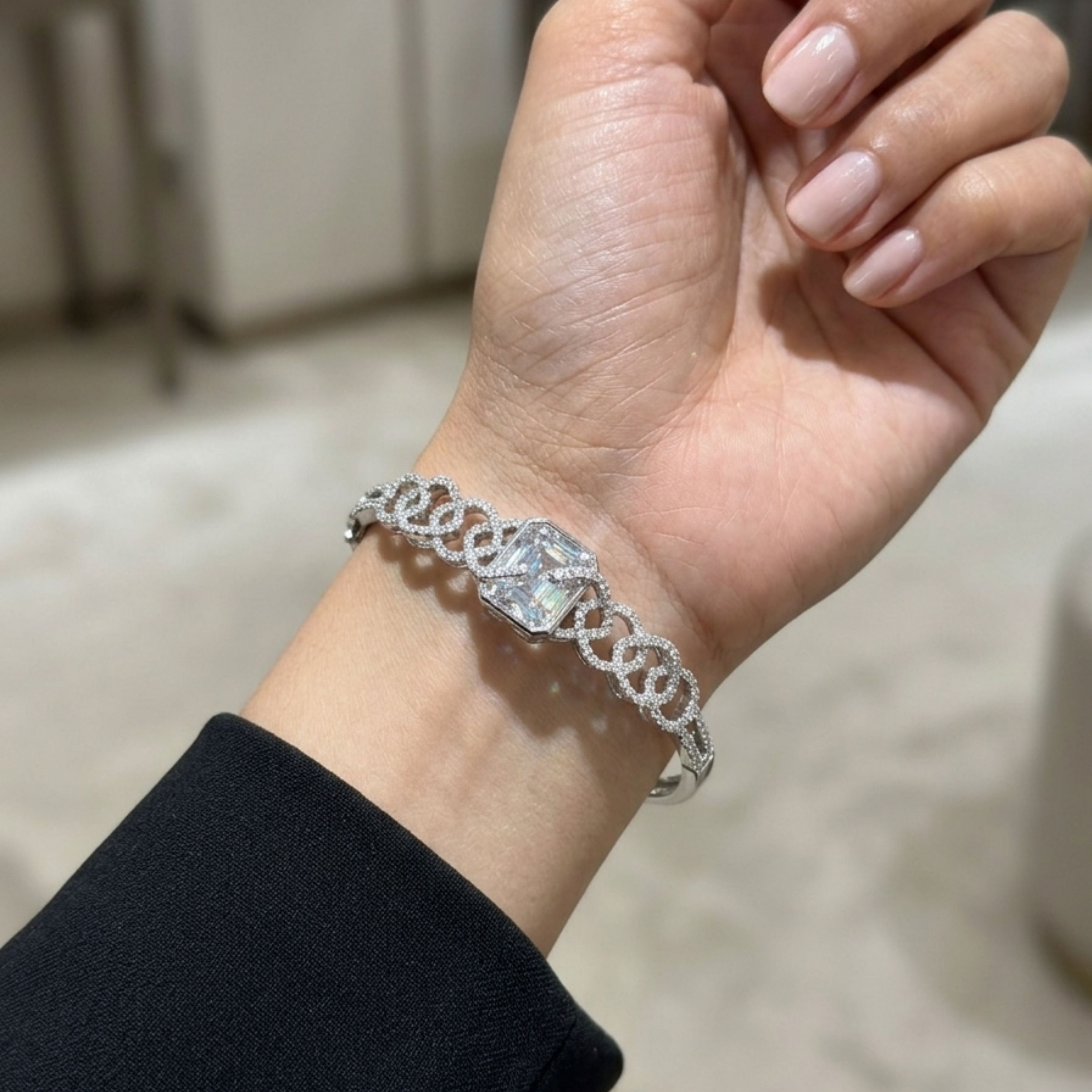 Square Stone Statement Bracelet – Trendy Party Glam | Abdesigns