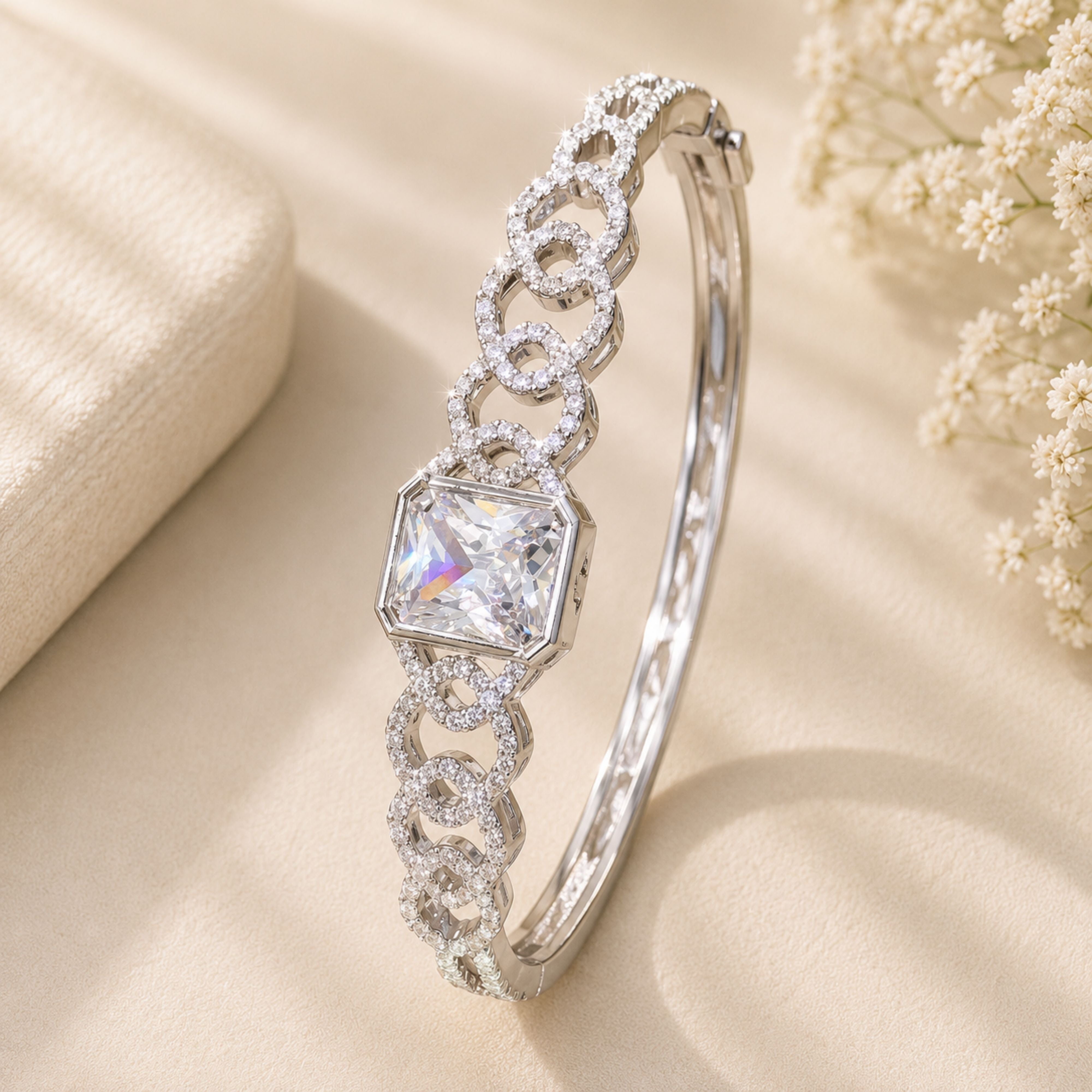 Square Stone Statement Bracelet – Trendy Party Glam | Abdesigns