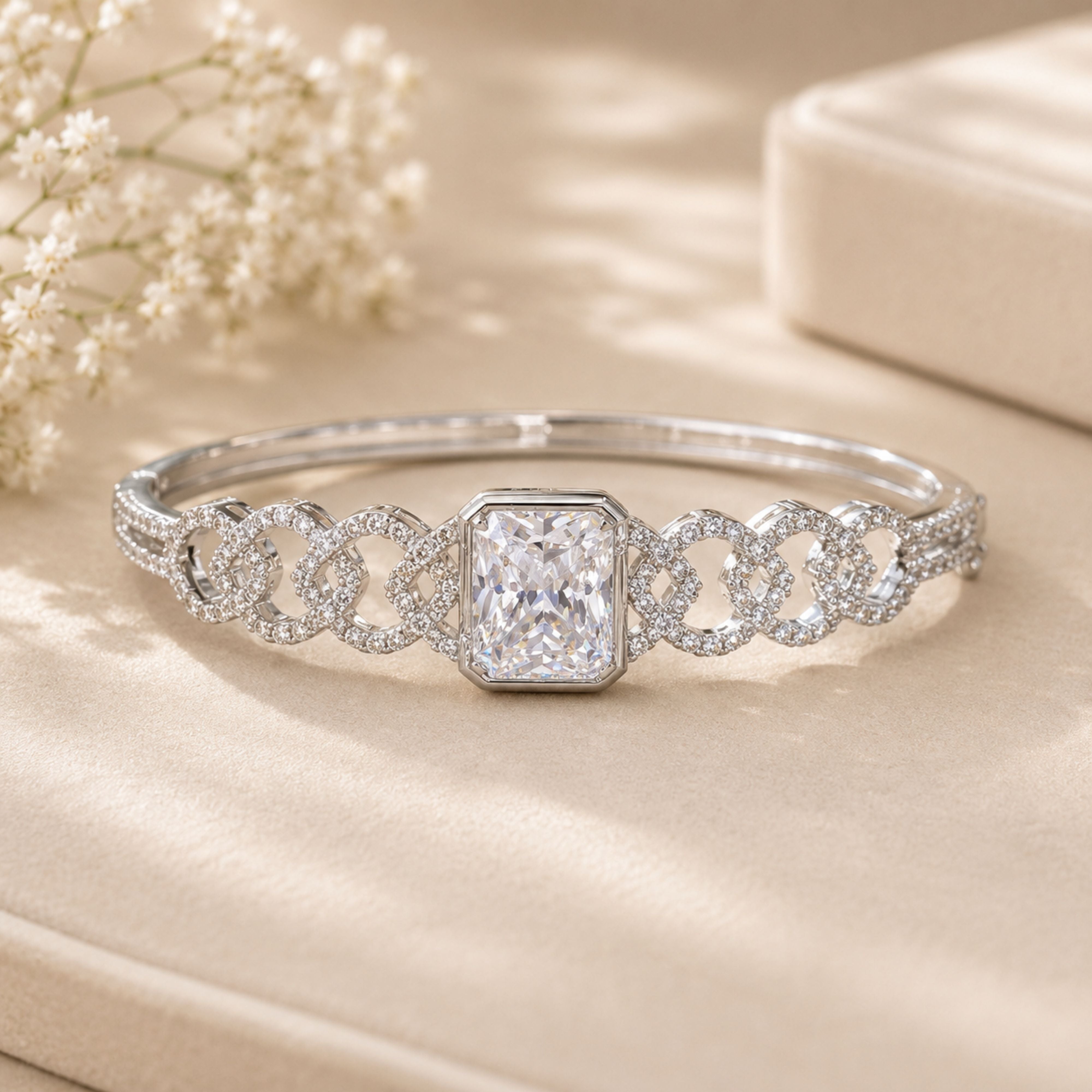 Square Stone Statement Bracelet – Trendy Party Glam | Abdesigns